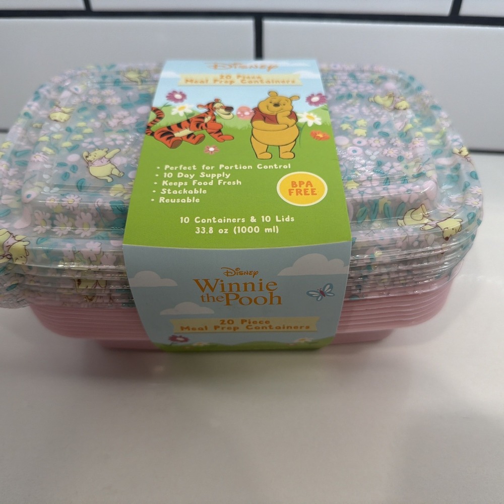 Disney Winnie The Pooh Tigger 20 Pc Meal Prep Containers Spring Floral NEW! Pink